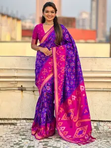 SGF11 Woven Design Printed Zari Pure Silk Patola Saree