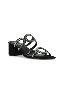 Saint G Women Embellished Leather Block Sandals