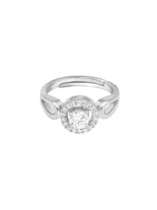 GIVA 925 Sterling Rhodium Plated Cubic Zircon Studded Stark Flower Ring