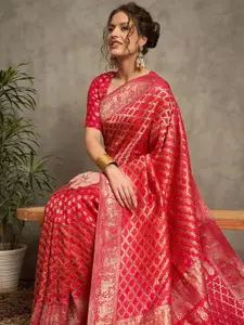 Anouk Ethnic Motifs Woven Design Zari Bandhani Saree