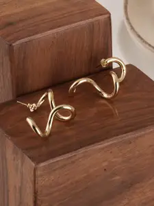 PALMONAS Gold-Plated Stainless Steel Contemporary Waterproof & Anti-Tarnish Drop Earrings