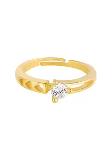 GIVA 925 Sterling Silver Gold Plated Cubic Zirconia Studded Bliss Ring