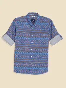 Allen Solly Junior Boys Slim Fit Spread Collar Geometric Printed Cotton Casual Shirt