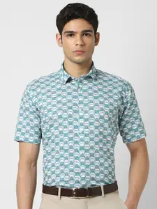 V Dot Men Spread Collar Conversational Printed Cotton Slim Fit Party Shirts