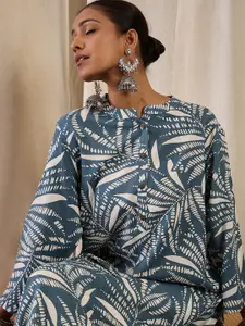 Anouk Floral Printed Mandarin Collar Straight Kurta