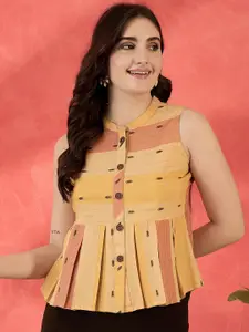 Sangria Women Geometric Printed Cotton Peplum Top