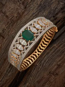 Kushal's Fashion Jewellery Embellished Bridal Mint Gold-Plated Party Zircon Studded Kada