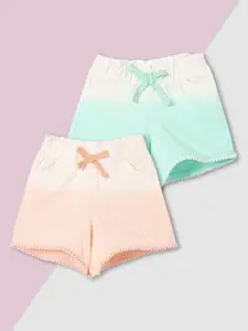 max Girls Pack of 2 Mid-Rise Pure Cotton Shorts