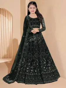 BAESD Girls Embroidered Semi-Stitched Lehenga & Unstitched Blouse With Dupatta