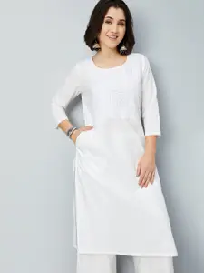 max Floral Yoke Design Thread Work Straight Kurta