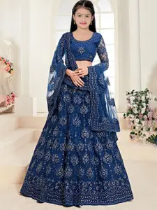 BAESD Girls Embroidered Beaded Semi-Stitched Lehenga & Unstitched Blouse With Dupatta