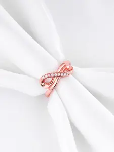 GIVA 925 Sterling Silver Rose Gold-Plated Twist & Turns Zircon Ring