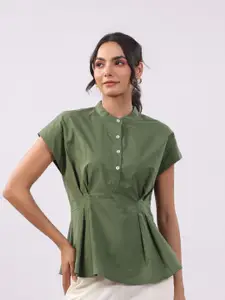 JISORA Women Cotton Mandarin Collar Top