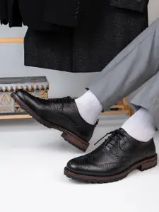 Alberto Torresi Men Textured Genuine Leather Brogues