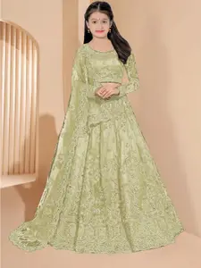 BAESD Girls Floral Embroidered Thread Work Semi-Stitched Lehenga Choli With Dupatta