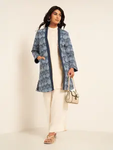 RANGMANCH BY PANTALOONS Ethnic Print Embroidered Kantha Work Pure Cotton Shrug