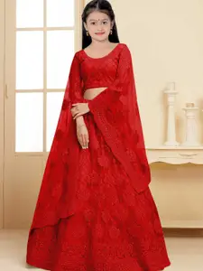 BAESD Girls Floral Embroidered Thread Work Semi-Stitched Lehenga Choli With Dupatta