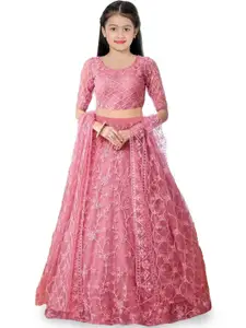 BAESD Girls Embroidered Thread Work Semi-Stitched Lehenga & Unstitched Blouse With Dupatta