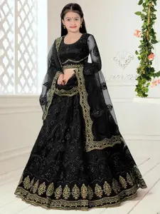 BAESD Girls Embroidered Semi-Stitched Lehenga & Unstitched Blouse With Dupatta