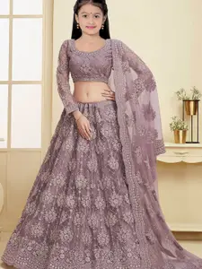 BAESD Girls Floral Embroidered Thread Work Semi-Stitched Lehenga Choli With Dupatta