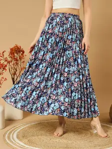 ZWERLON Women Floral Printed Flared A-Line Maxi Skirt
