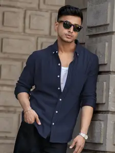 Powerlook Men Regular Fit Button-Down Collar Textured Casual Shirt