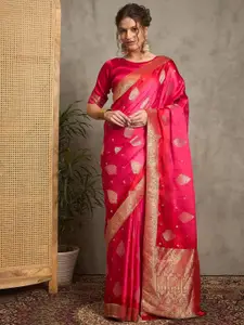 Anouk Woven Design Zari Silk Banarasi Saree With Unstitched Blouse Piece