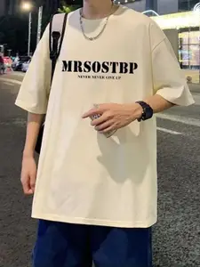 StyleCast Men Typography Printed Round Neck Cotton Oversized T-shirt