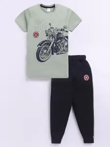Todd N Teen Boys Graphic Printed Pure Cotton T-shirt With Joggers