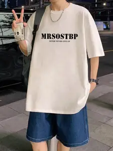 StyleCast Men Typography Printed Round Neck Cotton Oversized T-shirt