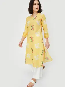 max Floral Printed V-Neck Cotton Straight Kurta