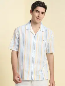 Allen Solly Men Relaxed Fit Cuban Collar Vertical Striped Casual Shirt