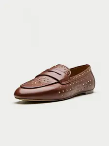 Oroh Women Round Toe Leather Loafers