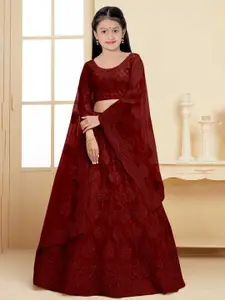 BAESD Girls Embroidered Semi-Stitched Lehenga & Unstitched Blouse With Dupatta