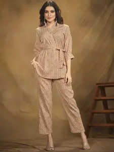 all about you Printed V-Neck Top With Trouser