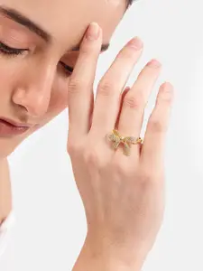 DressBerry Stone Studed Bow-Shaped Finger Ring