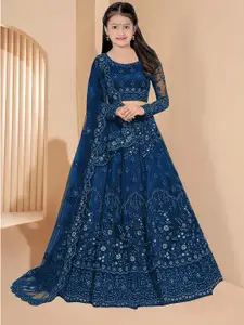 BAESD Girls Floral Embroidered Thread Work Semi-Stitched Lehenga Choli With Dupatta