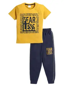 Todd N Teen Boys Graphic Printed Pure Cotton T-shirt With Joggers