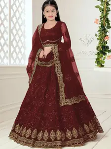 BAESD Girls Embroidered Zari Work Semi-Stitched Lehenga & Unstitched Blouse With Dupatta
