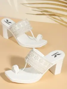 carrito Women Embellished Block Heel Open Toe Sandals