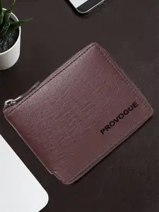 Provogue Men Textured PU Zip Around Wallet