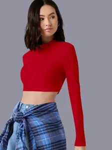 Dream Beauty Fashion Women High Neck Fitted Crop Top