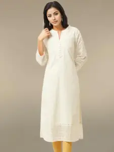 KALINI Embroidered Poly Georgette Mandarin Collar Kurta