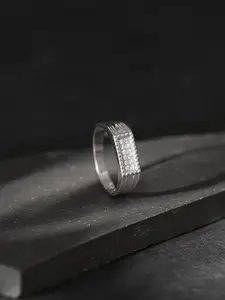 GIVA Men 925 Silver Cubic Zirconia Studded Modern Simplicity Ring For Him