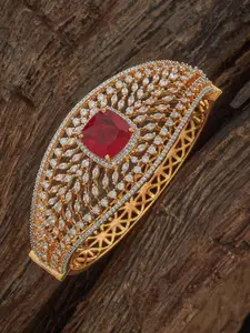 Kushal's Fashion Jewellery Gold Plated Pink Cubic Zircon Embellished Bridal Kada Bangle