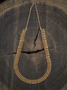 Kushal's Fashion Jewellery Copper Gold-Plated Stone Studded & Beaded Temple Necklace