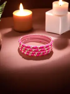 FEMMIBELLA Set Of 4 Cubic Zircone Studded Glass Bangles