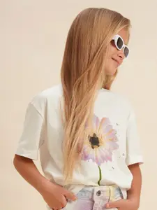 Vero Moda Girls Floral Printed Round Neck Cotton T-shirt