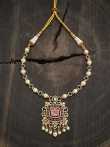 Kushal's Fashion Jewellery Embellished Bridal Victorian-Plated Kundan Stone Copper Necklace