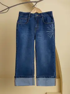 Purple United Kids Girls Wide Leg Light Fade Jeans